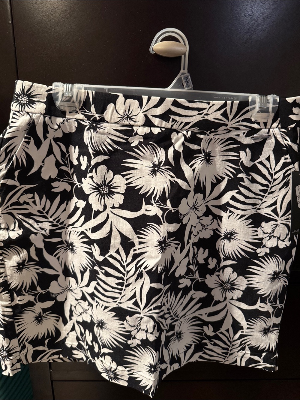 Rafaella Black and White Floral Print Midi Skirt